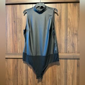 NWT Torrid Faux Leather Mock Neck Bodysuit, Size 1X